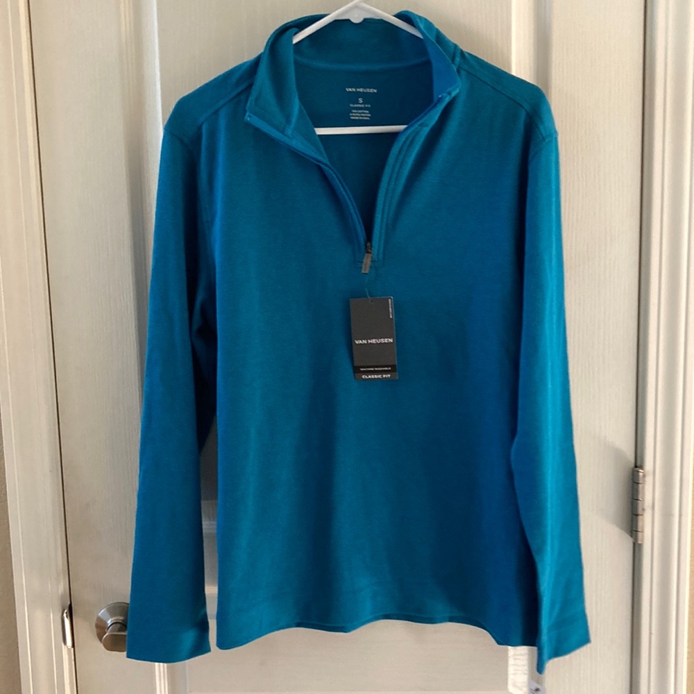 New with Tag Fjord Blue Van Heusen Quarter Zip Pullover